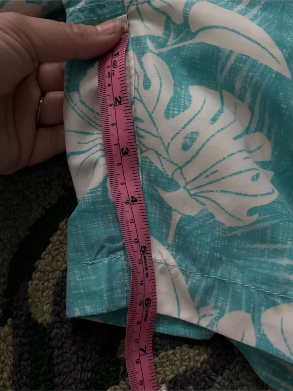 Men's Turquoise Floral Swim Trunks